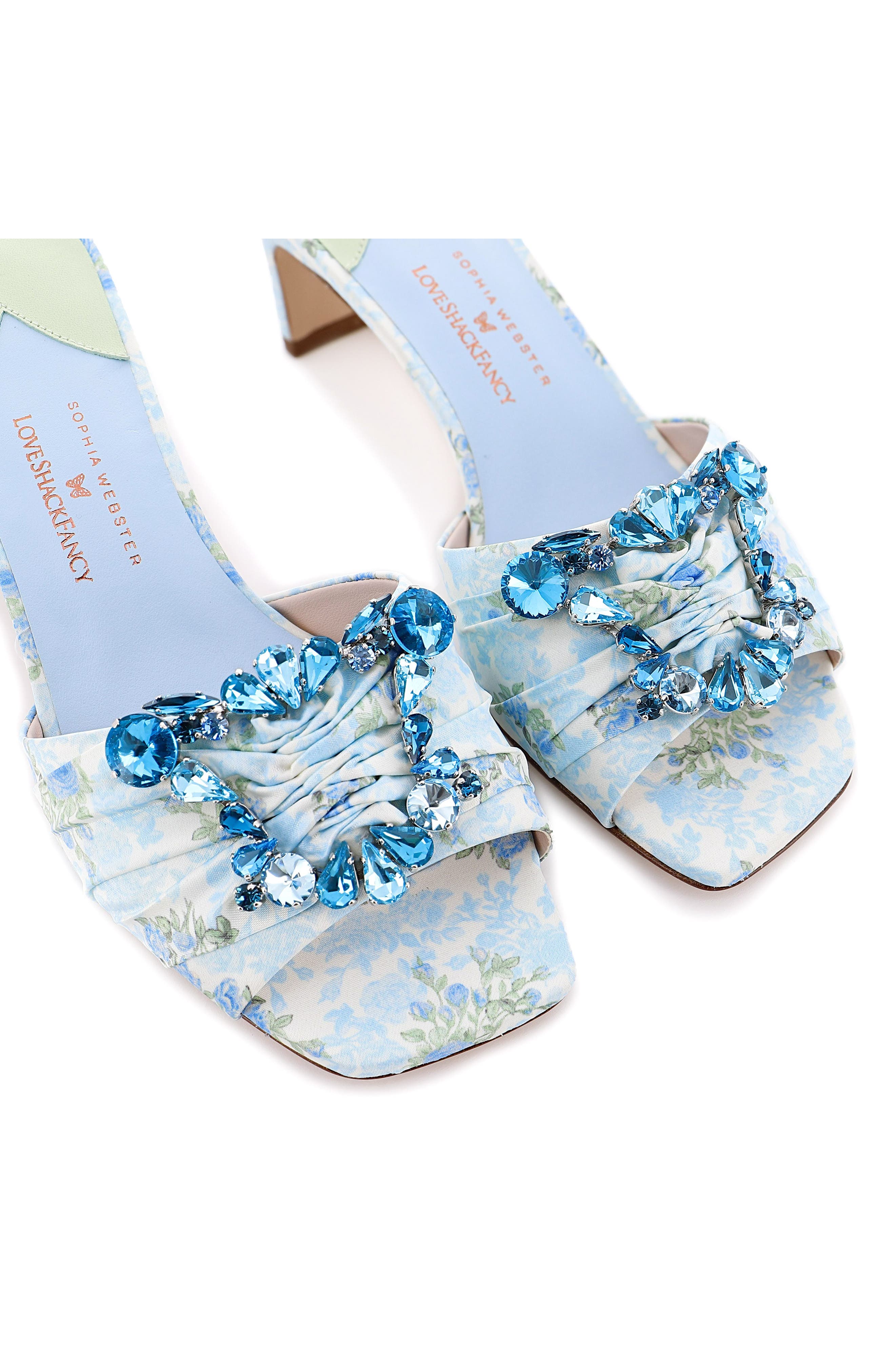 SOPHIA WEBSTER x LoveShackFancy Margaux Crystal Embellished Slide Sandal, Alternate, color, 