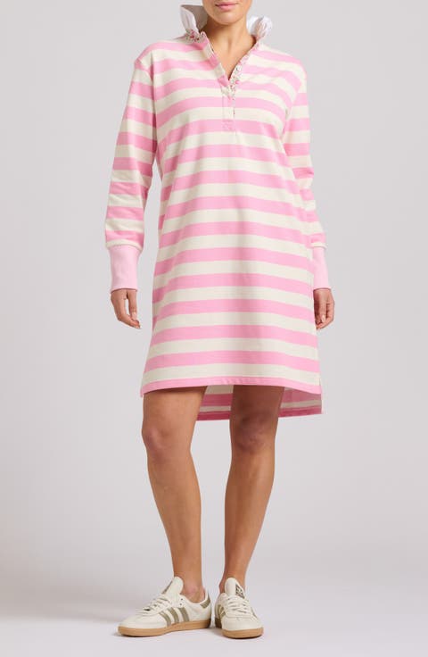 Ruffle Collar Long Sleeve Rugby Dress