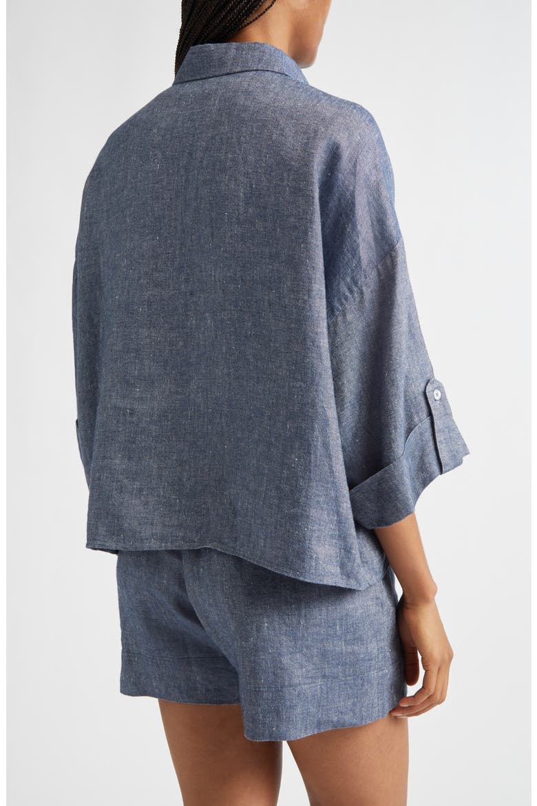 Linen Blend Button-Up Shirt, Alternate, color, 11 BLUE