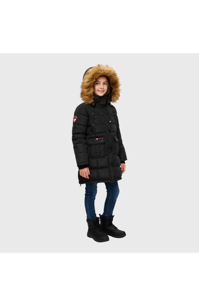 CANADA WEATHER GEAR Girls' Long Faux Fur Parka, Main, color, Black