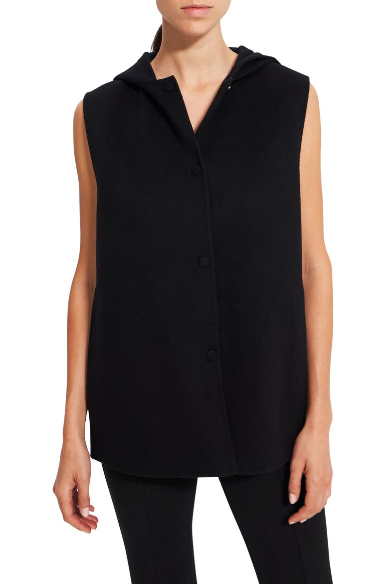Clairene Hooded Cashmere & Wool Vest, Main, color, BLACK