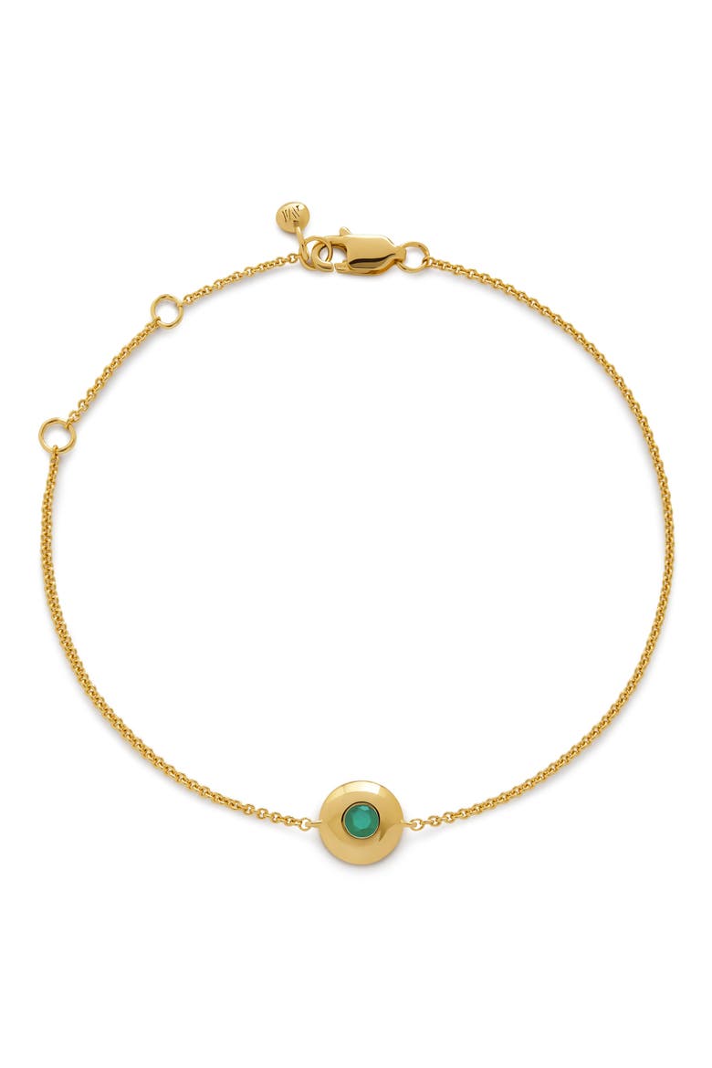 Bezel Birthstone Station Bracelet, Main, color, MAY/ EMERALD /GOLD