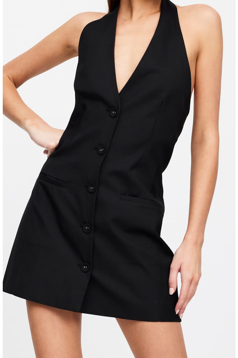 Button Front Halter Dress, Alternate, color, ONYX
