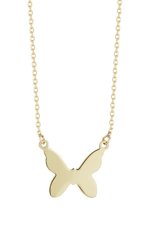 14K Gold Butterfly Pendant Necklace