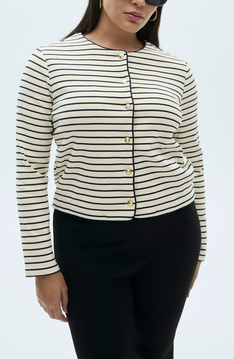 MANGO Stripe Knit Cardigan, Alternate, color, 