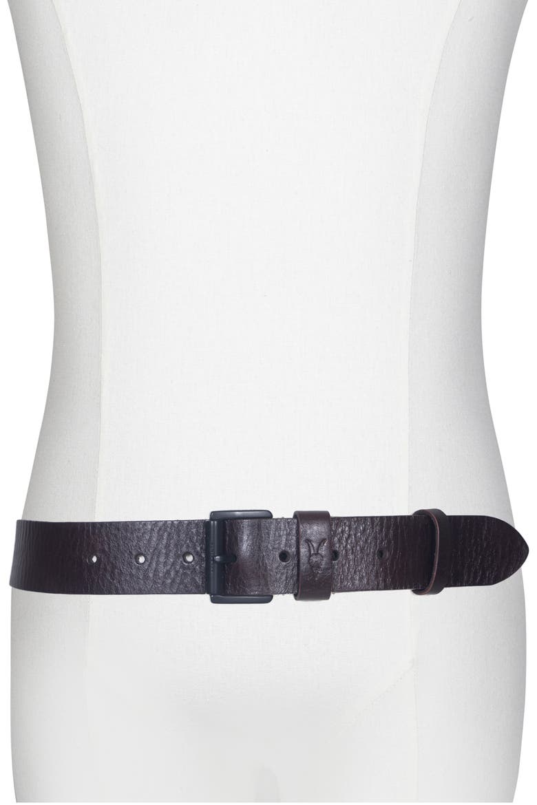 Distressed Milled Leather Belt, Alternate, color, BITTER BROWN