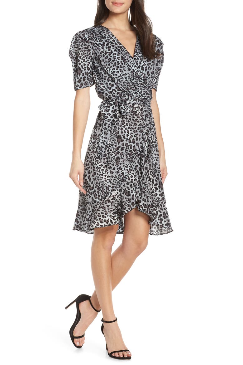 Linda Animal Print Faux Wrap Dress, Main, color, LINDA