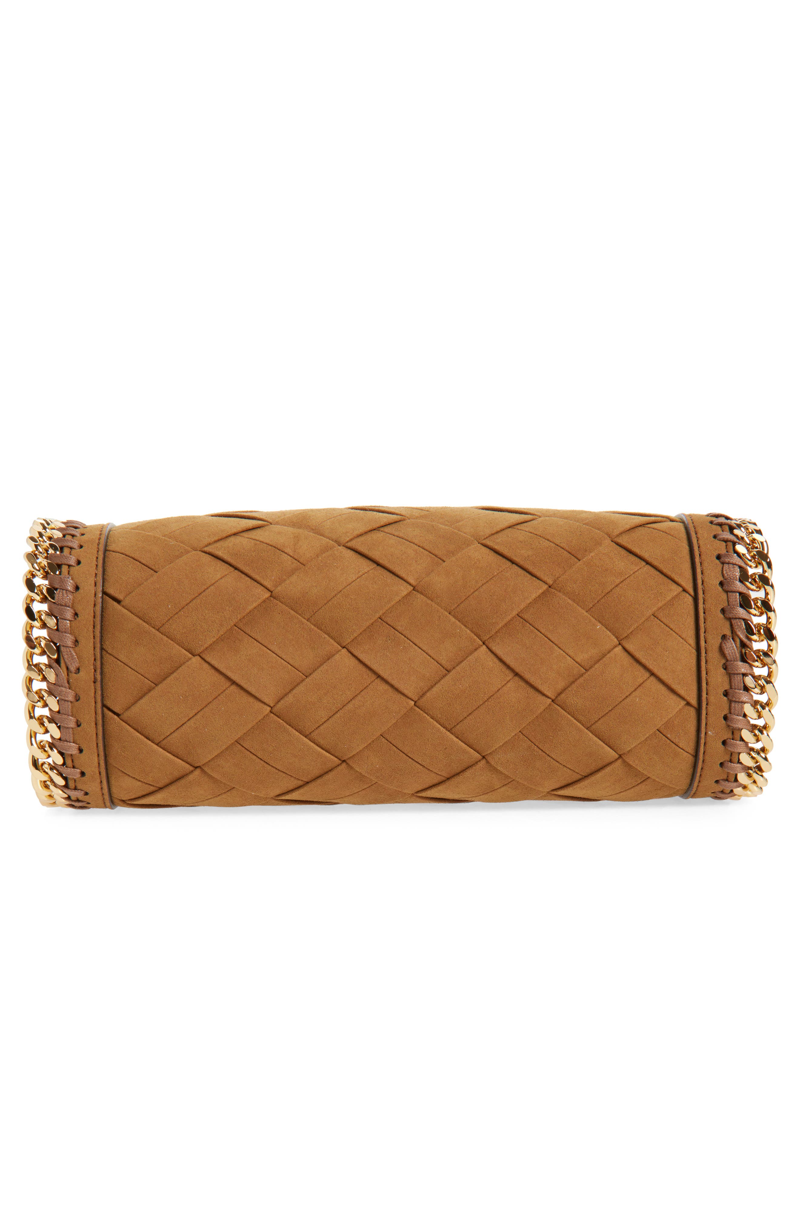 Stella McCartney Mini Falabella Woven Faux Suede Crossbody Bag, Alternate, color, Brandy