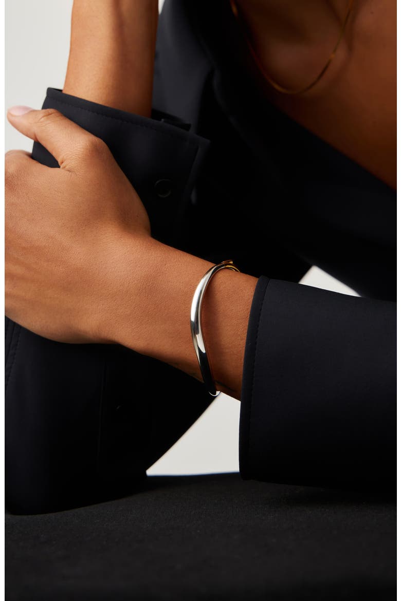 Savi Signature Mixed Metal Hinged Bangle, Alternate, color, MIXED SILVER/GOLD