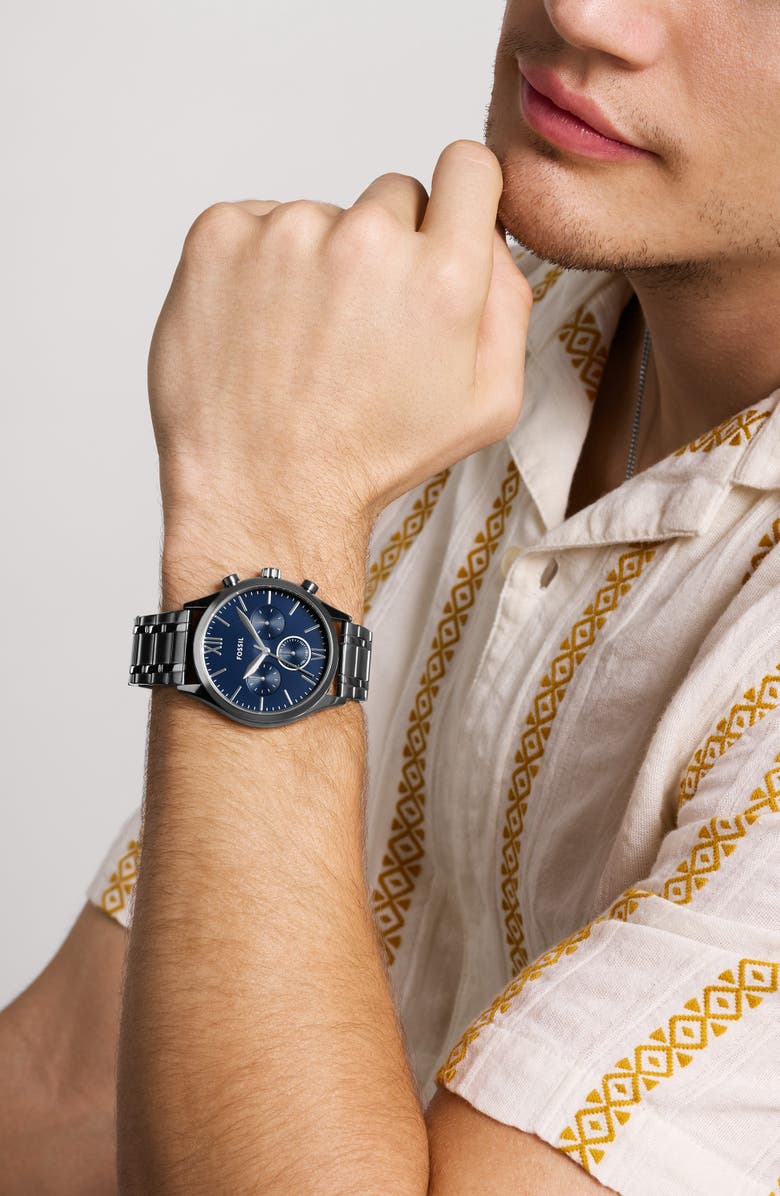 Fossil Fenmore Multifunction Bracelet Watch, 44mm, Alternate, color, Gunmetal