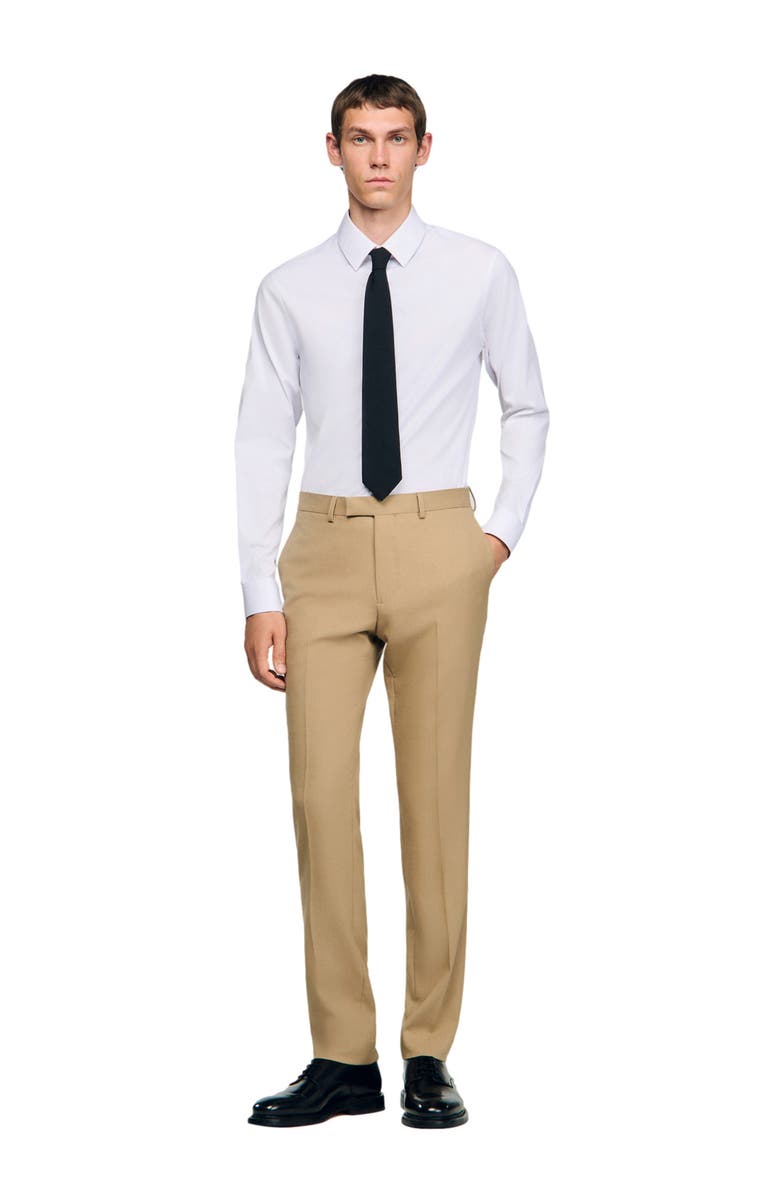 SANDRO Wool suit trousers, Alternate, color, Beige