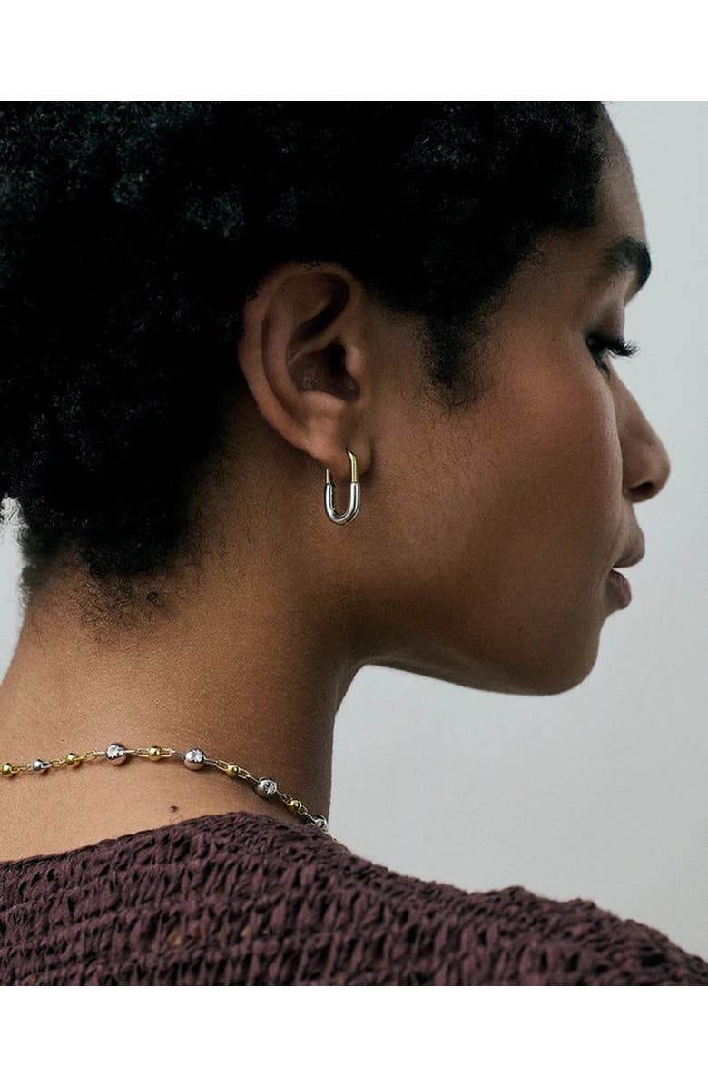 Astley Clarke Gold and Silver Celestial U-Shape Hoop Earrings, Alternate, color, Gold And Silver