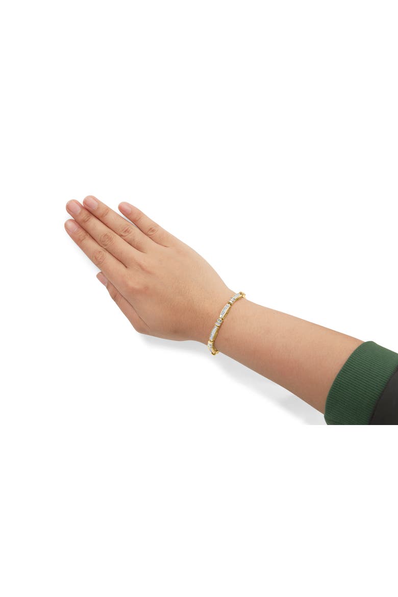 14K Yellow Gold Princess and Baguette Cut Diamond Beaded Bracelet, Alternate, color, Yellow