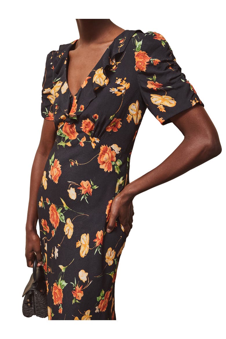 Floral Print Tie Back Dress, Alternate, color, Red