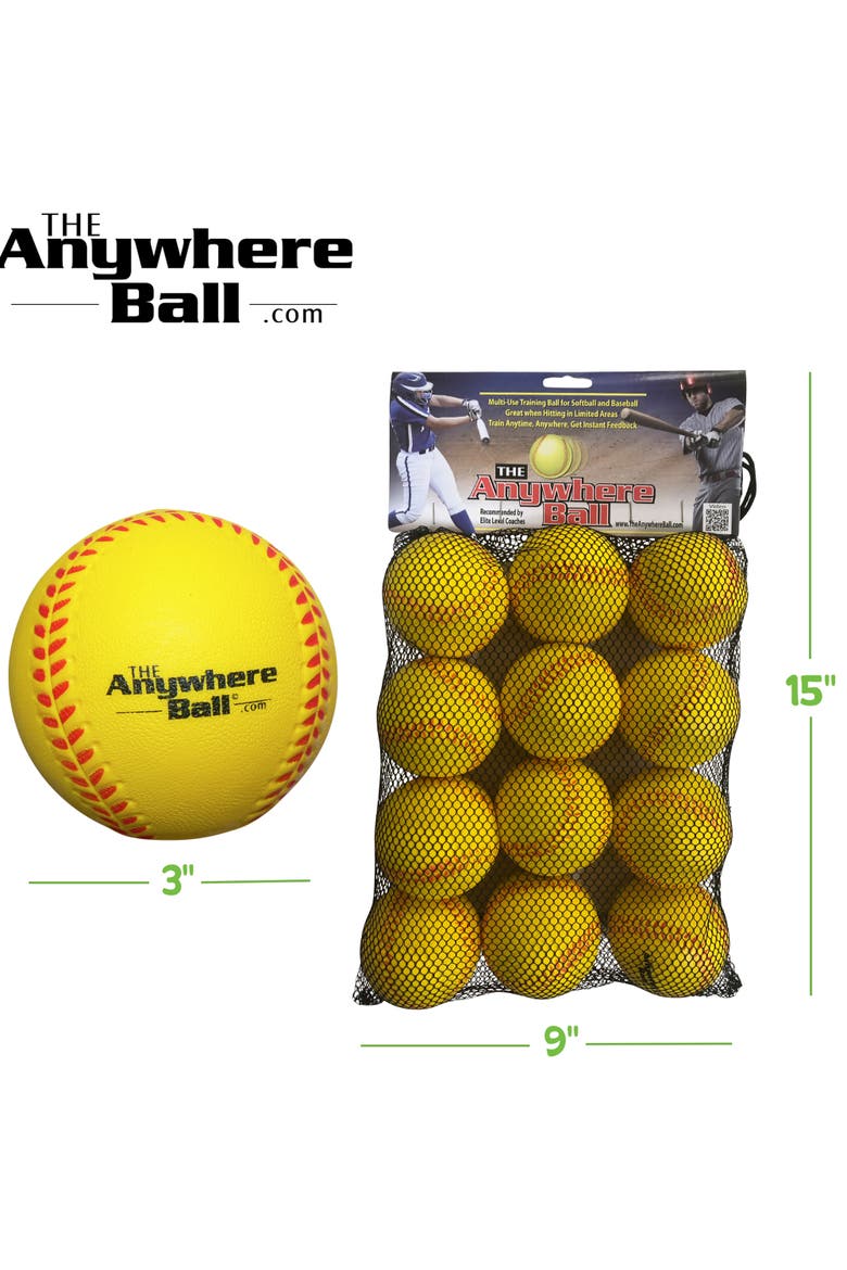 The Anywhere Ball 12 Pack, 3 Inch Squishy Foam Balls, Alternate, color, Yellow