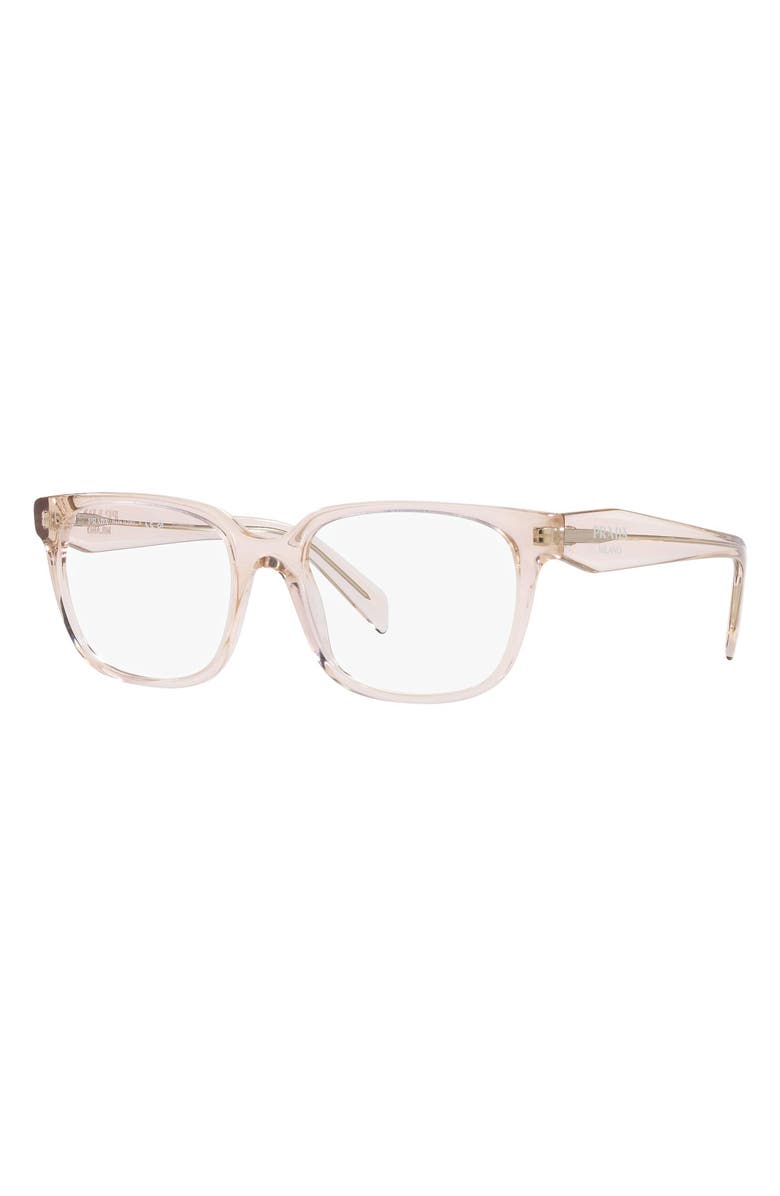Prada 55mm Rectangular Optical Glasses, Alternate, color, Pink
