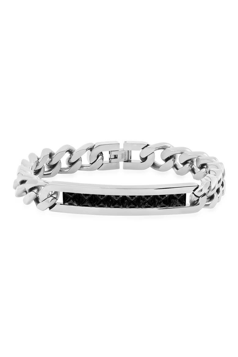 Inlaid Crystal ID Bracelet, Main, color, METALLIC