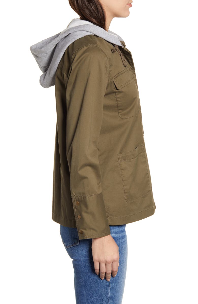 Caslon<sup>®</sup> Utility Jacket with Knit Hood, Alternate, color,