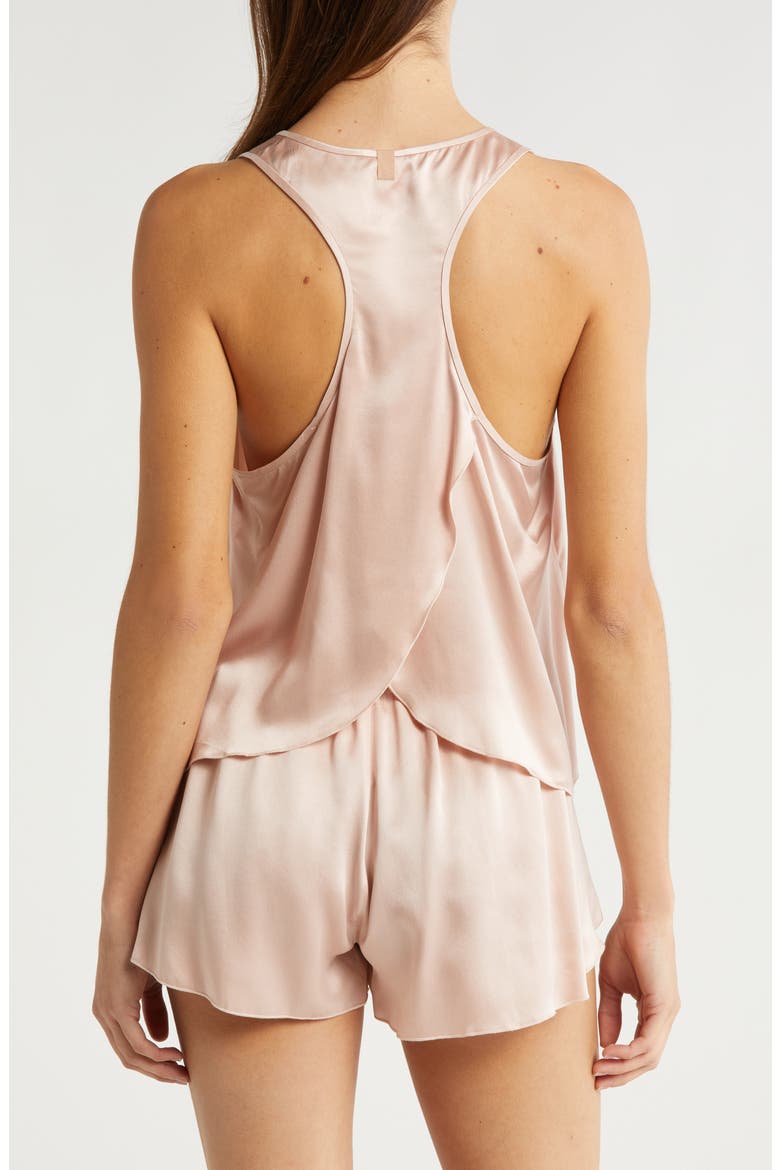 Racerback Washable Silk Short Pajamas, Alternate, color, DELICATE PINK