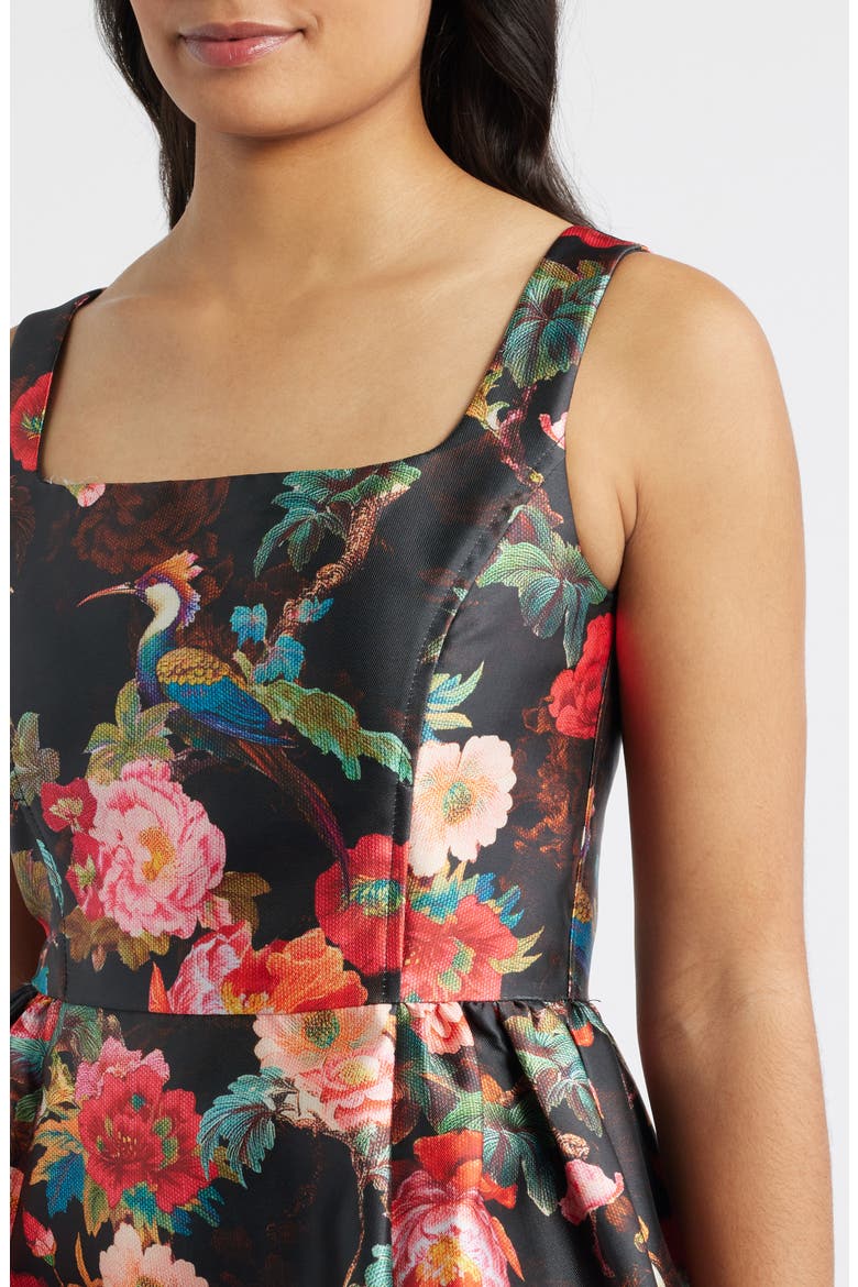 Sleeveless Fit & Flare Cocktail Dress, Alternate, color, BLACK MULTI