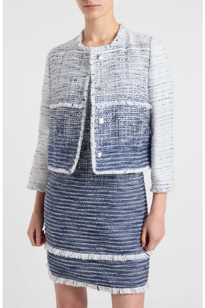 Valerie Short Jacket in Ombre Modern Tweed, Alternate, color, Blue Aura