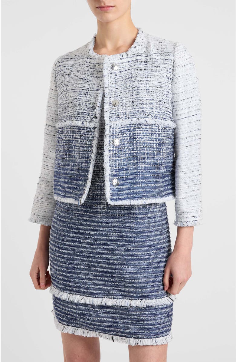 Santorelli Valerie Short Jacket in Ombre Modern Tweed, Alternate, color, Blue Aura