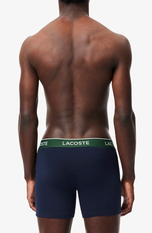 Lacoste Core Essentials Assorted 3-pack Stretch Cotton Boxer Briefs In Blue