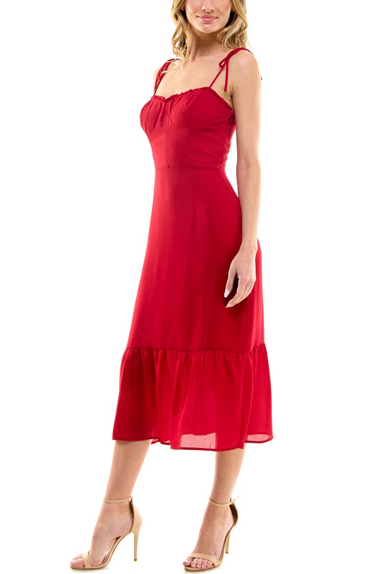 Corset Ruffle Dress, Alternate, color, RED