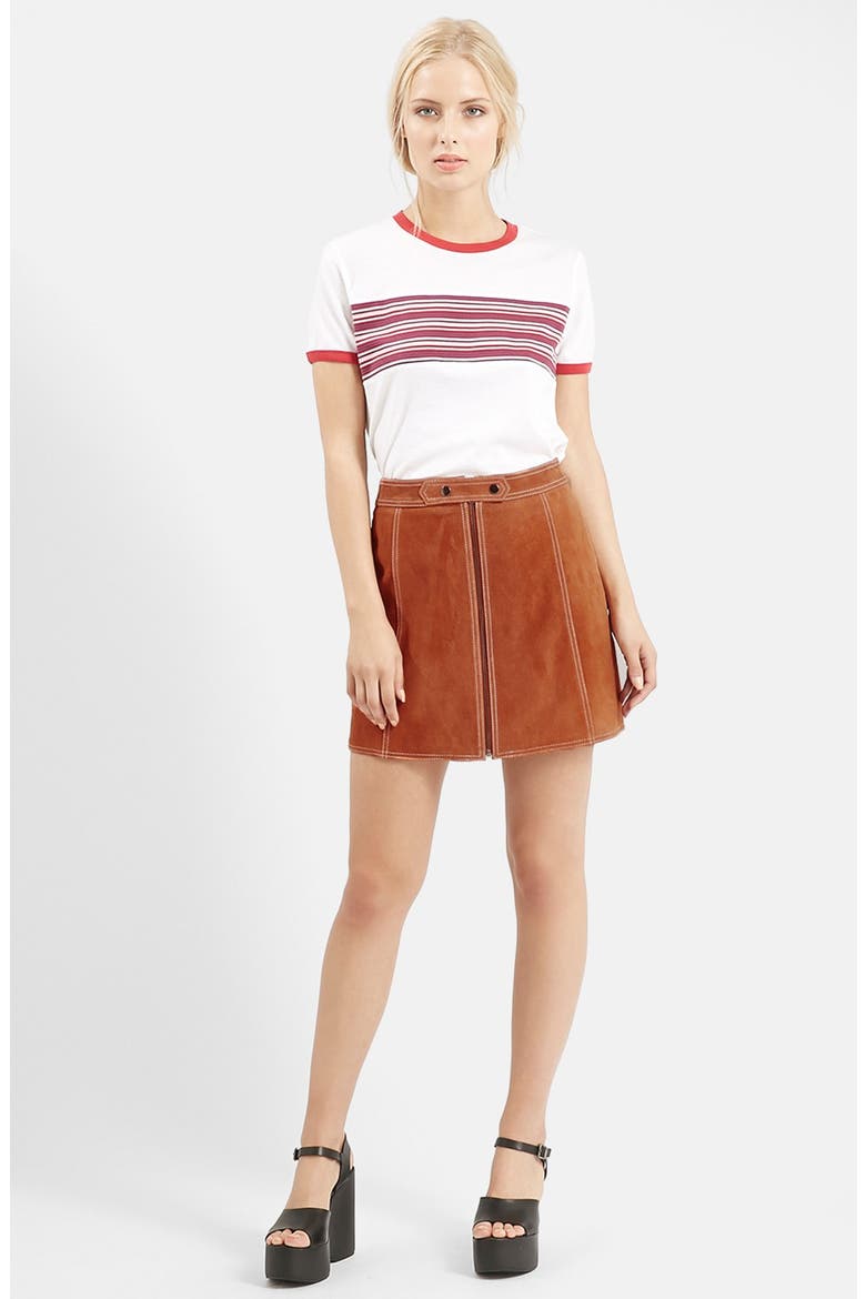 Suede A-Line Miniskirt, Alternate, color, TERRACOTTA