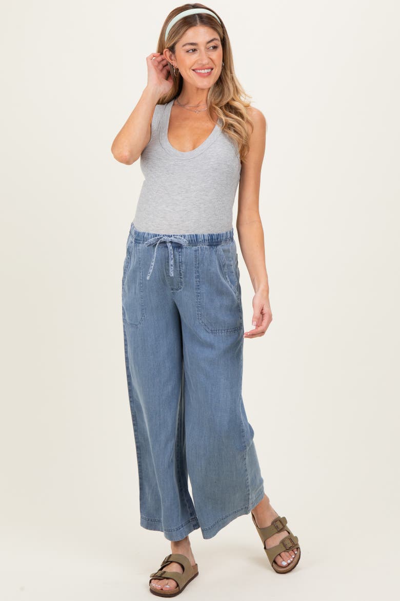 Washed Denim Cropped Pants, Alternate, color, Blue