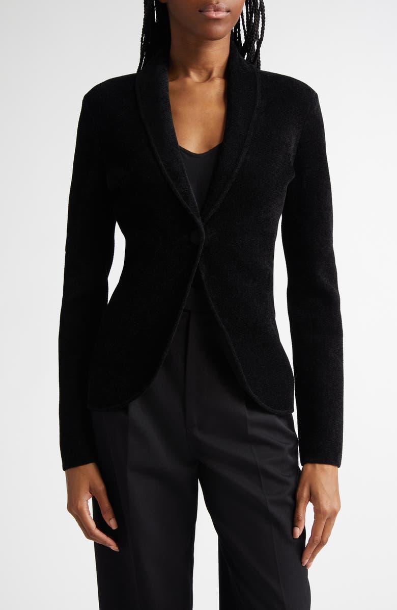 Emporio Armani One-Button Chenille Jacket, Main, color, 