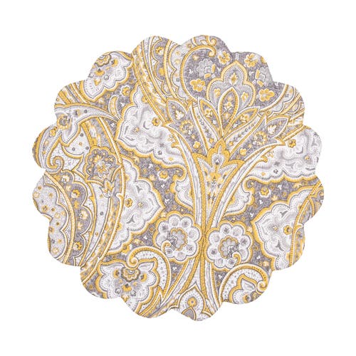 C & F Home C&f Home Shay Damask Round 100% Scalloped Edge Dining Placemats Set Of 6 All Seasons, 17" In Neutral