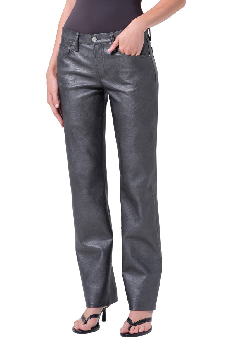 AGOLDE Slim Fit Recycled Leather Pants, Alternate, color, Gunmetal Black