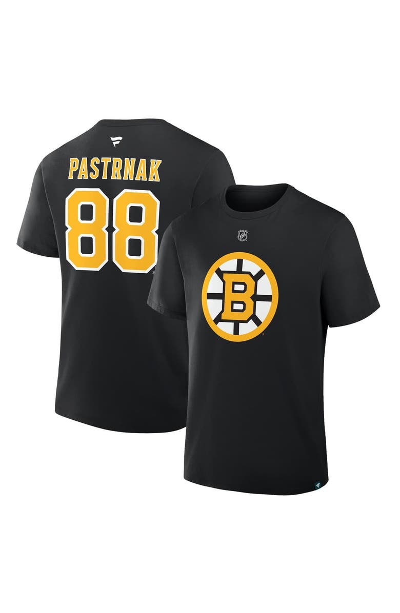 FANATICS Men's Fanatics David Pastrnak Black Boston Bruins Authentic Stack Name & Number T-Shirt, Main, color, Black