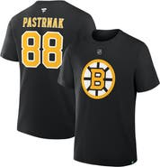 FANATICS Men's Fanatics David Pastrnak Black Boston Bruins Authentic Stack Name & Number T-Shirt