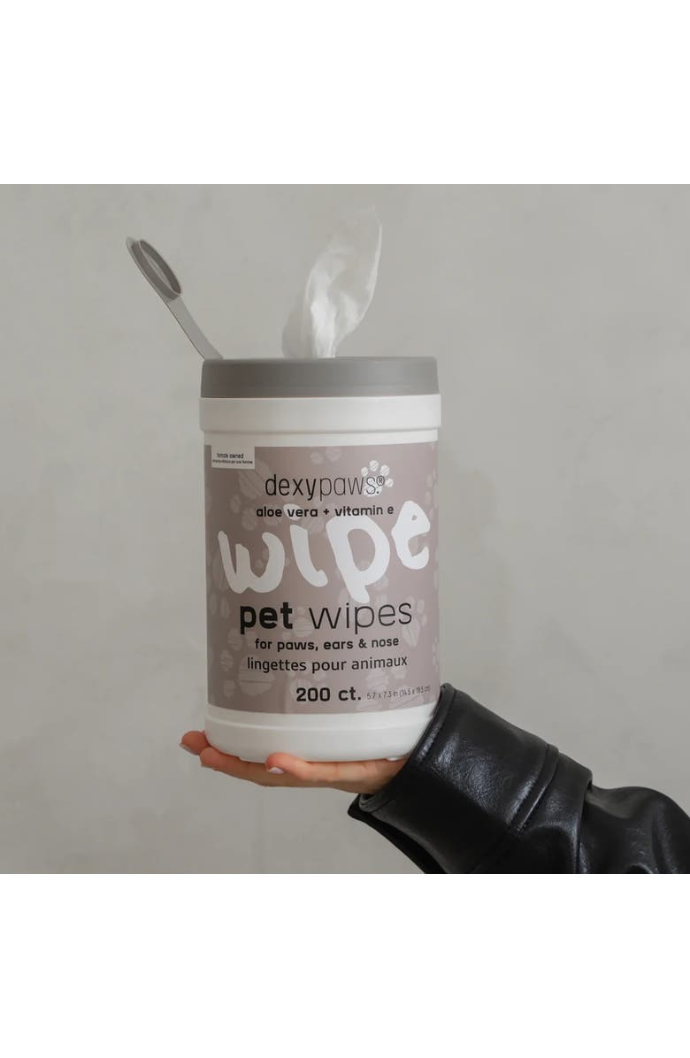 Dexypaws Pet Cleansing Wipes Canister, Aloe Vera & Vitamin E, 200ct, Alternate, color, Multicolored