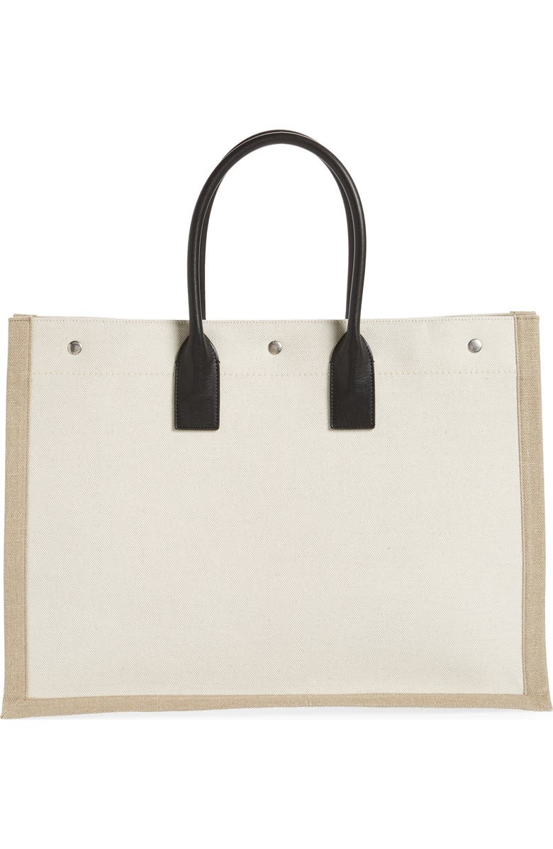 Saint Laurent Large Rive Gauche Cotton & Linen Tote, Alternate, color,