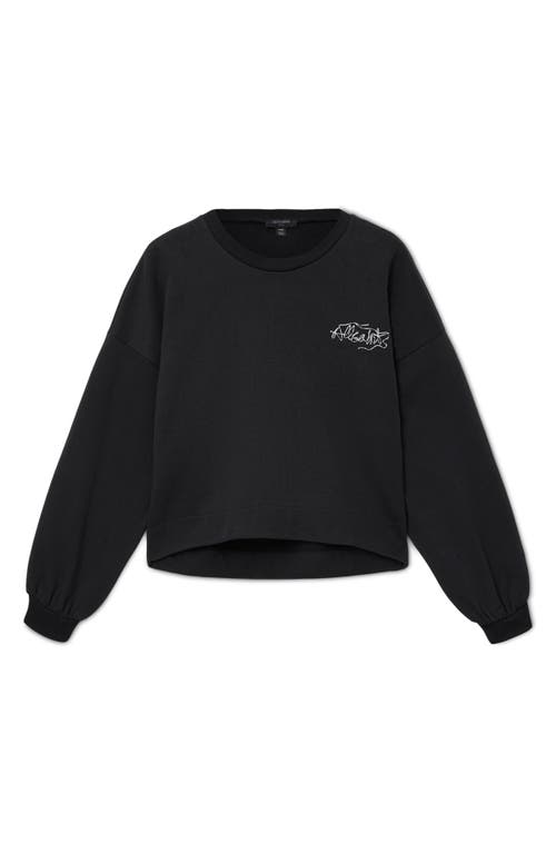 Allsaints Womens Washed Black Lila Branded-print Cotton-jersey Sweatshirt In Black