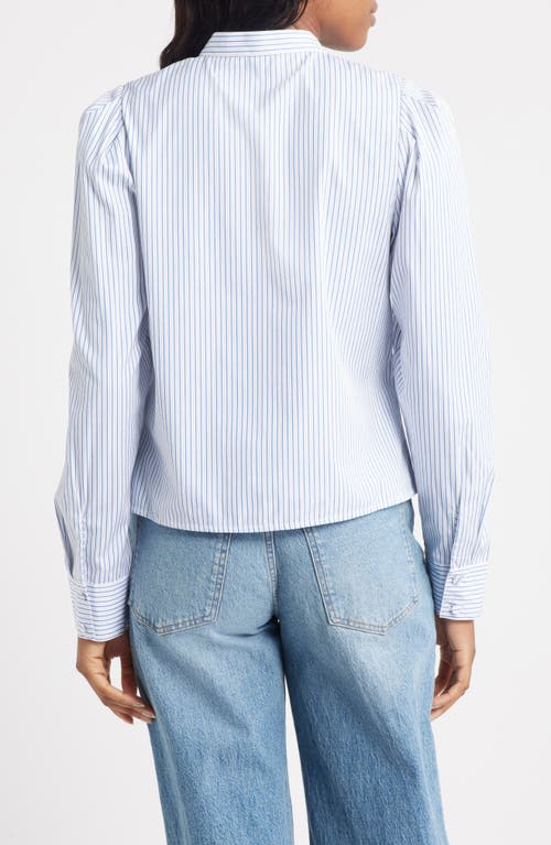 Madewell Paulina Stripe Cotton Poplin Band Collar Button-up Shirt In Multi
