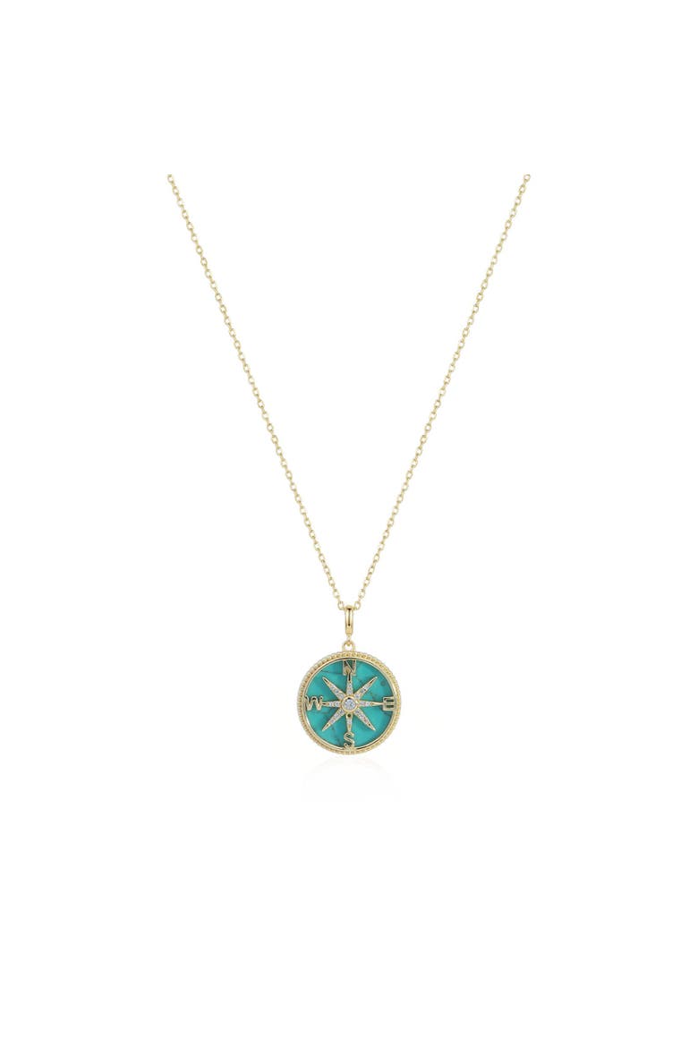 Marbled Turquoise Compass Necklace, Main, color, Turquoise