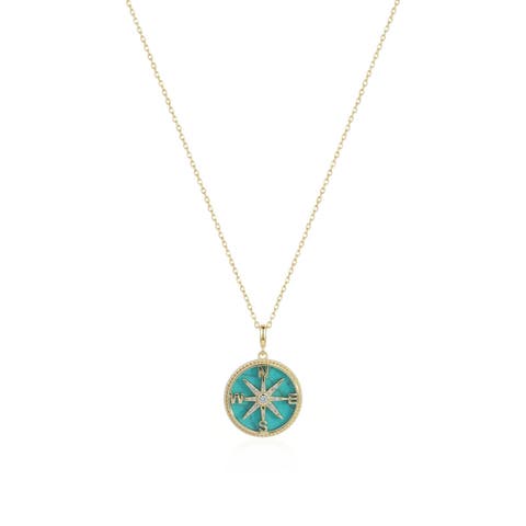 Marbled Turquoise Compass Necklace