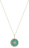 The Lovery Fine Jewelry Marbled Turquoise Compass Necklace