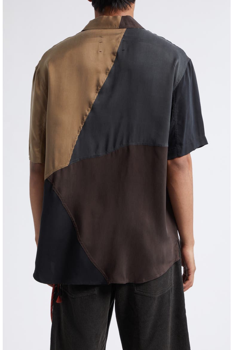 Oversize Colorblock Short Sleeve Button-Up Shirt, Alternate, color, MULTI