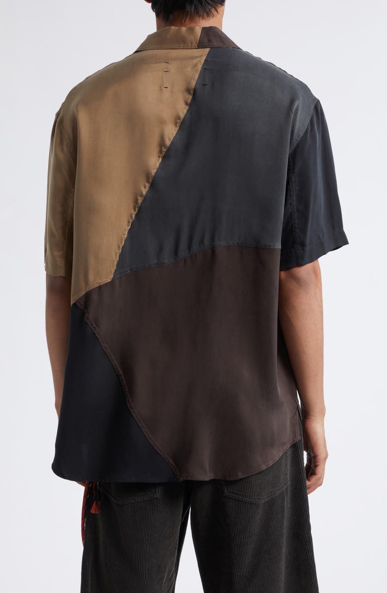 SONG FOR THE MUTE Oversize Colorblock Short Sleeve Button-Up Shirt, Alternate, color, Multi