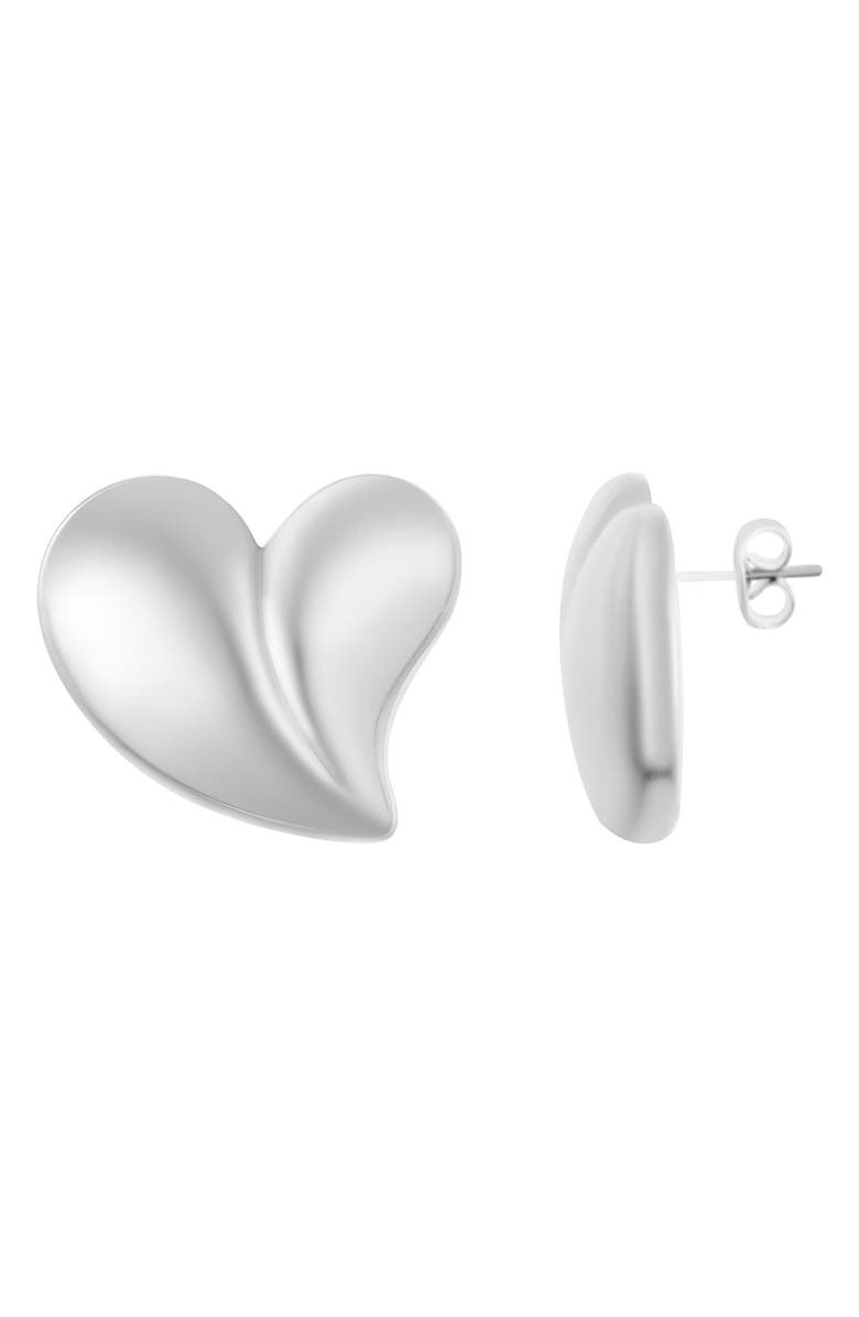 Adornia Water Resistant Heart Stud Earrings, Main, color, Silver