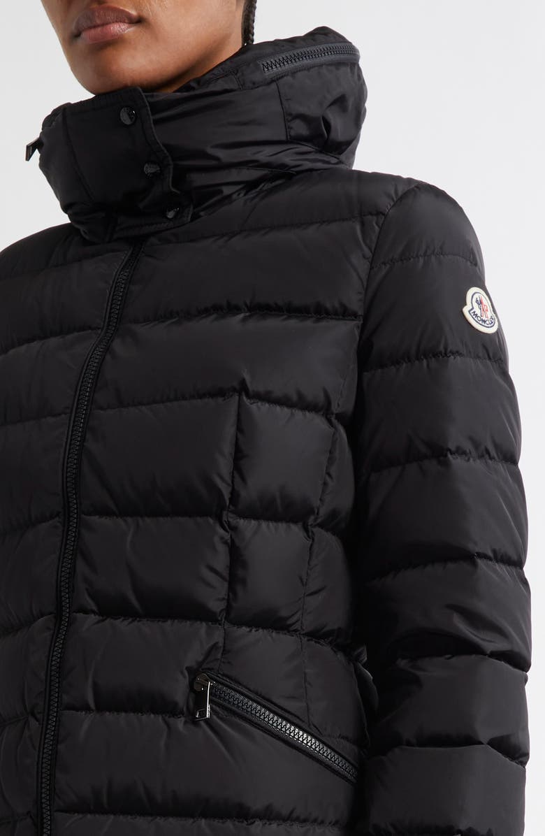 Moncler Flammette Down Coat, Alternate, color, Black/Black