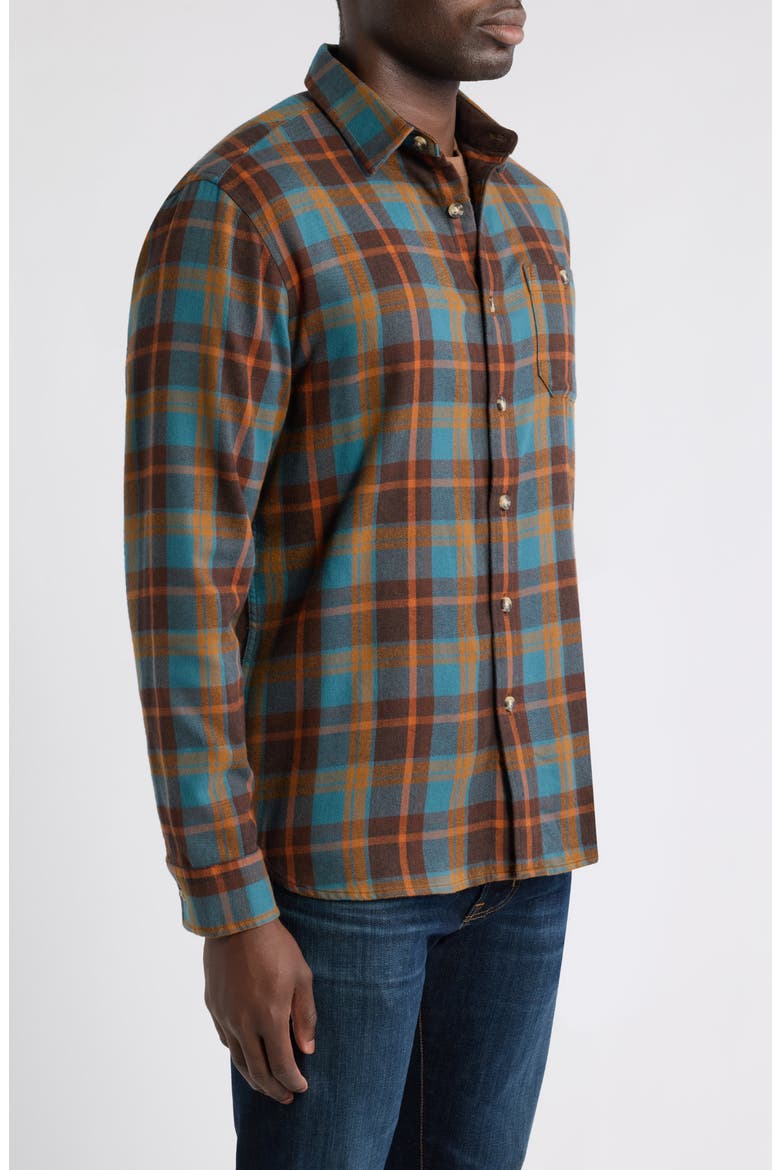 Fremont Flannel Button-Up Shirt, Alternate, color, SEA BLUE/ BROWN PLAID