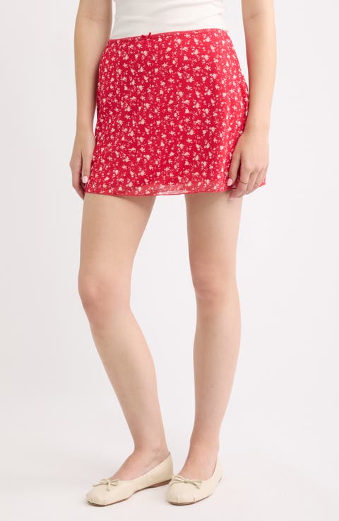 Floral Mesh Miniskirt