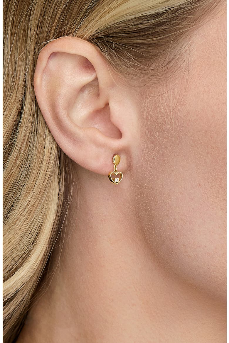 Icon 18K Yellow Gold Diamond Heart Drop Earrings, Alternate, color, GOLD