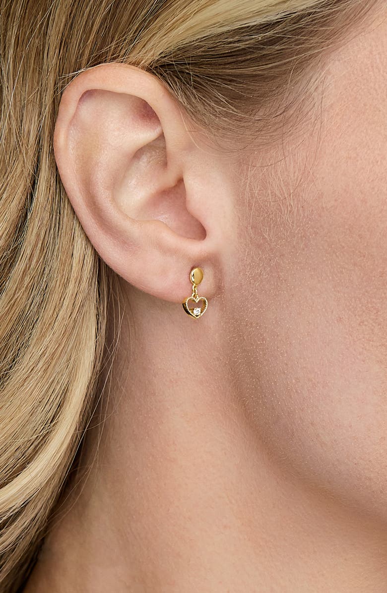 Bony Levy Icon 18K Yellow Gold Diamond Heart Drop Earrings, Alternate, color, Gold